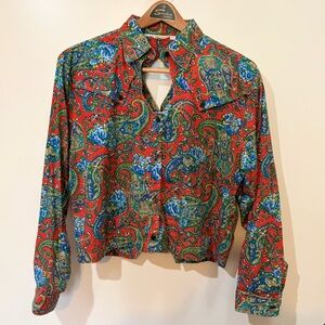 Vintage- ❤️Red and Blue🩵 Paisley Women's Top- No brand. Women’s Large